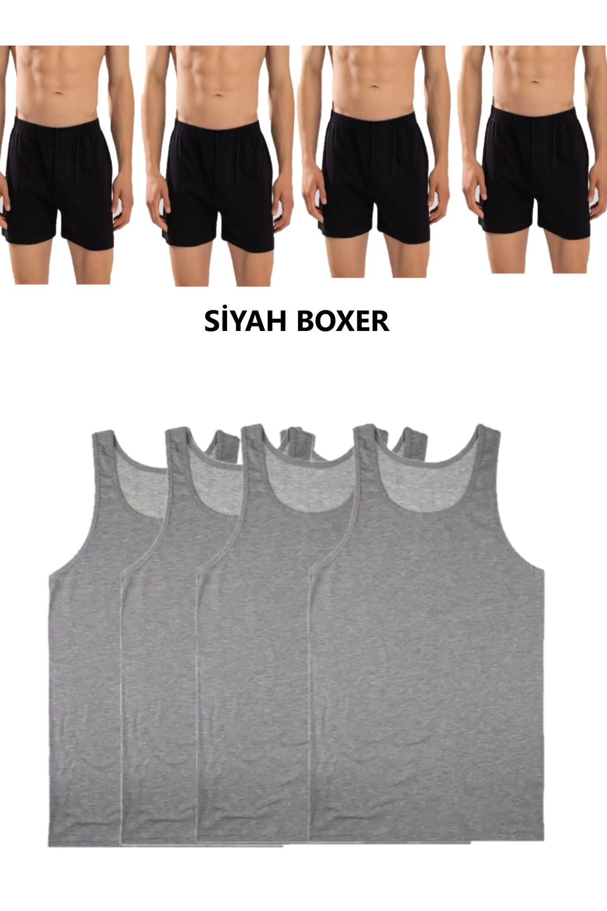 8-Pack Men's Combed Cotton Towel Waist Boxer and Undershirt (4 Undershirts 4 boxers)