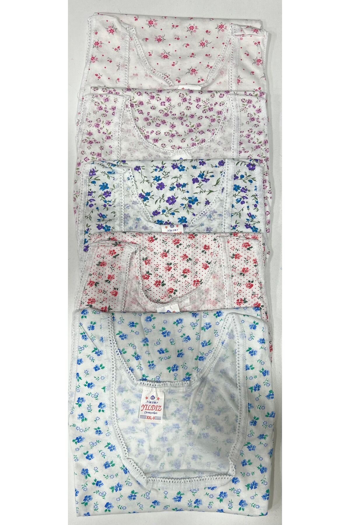 Women's Patterned Thick Strappy Undershirt 6 Pieces