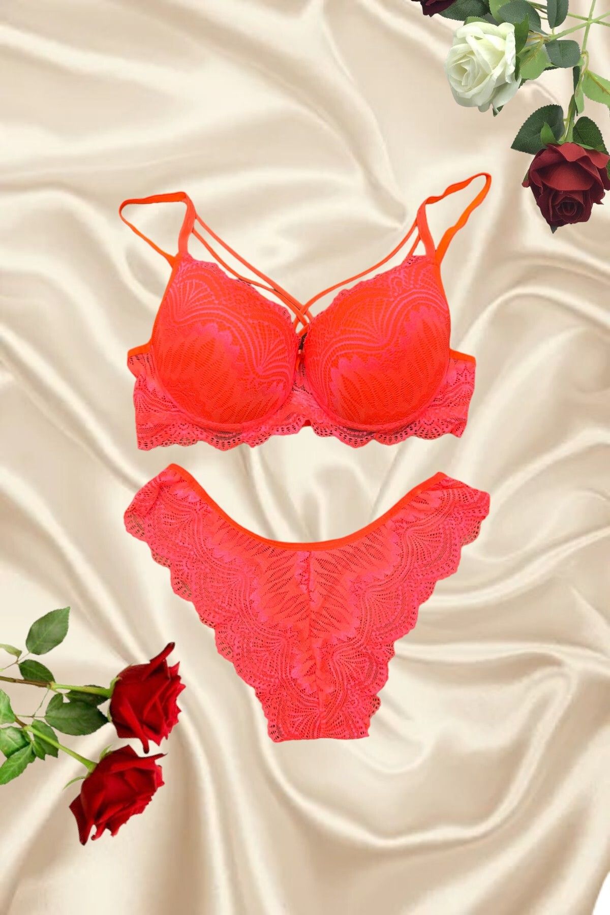 Lace String Support Bra Set