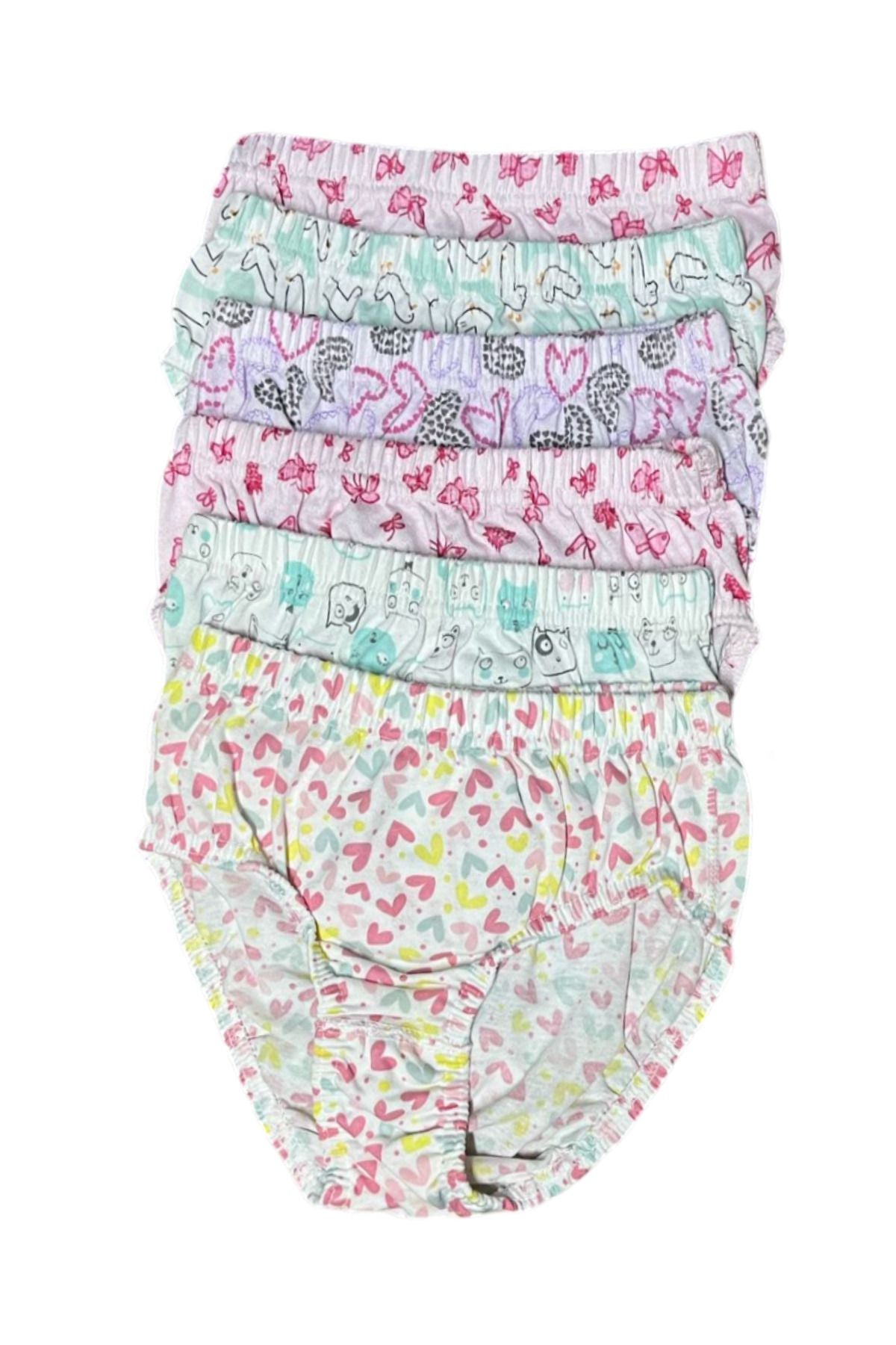 Girl's Colorful Patterned Combed Cotton Panties - 6 Pieces