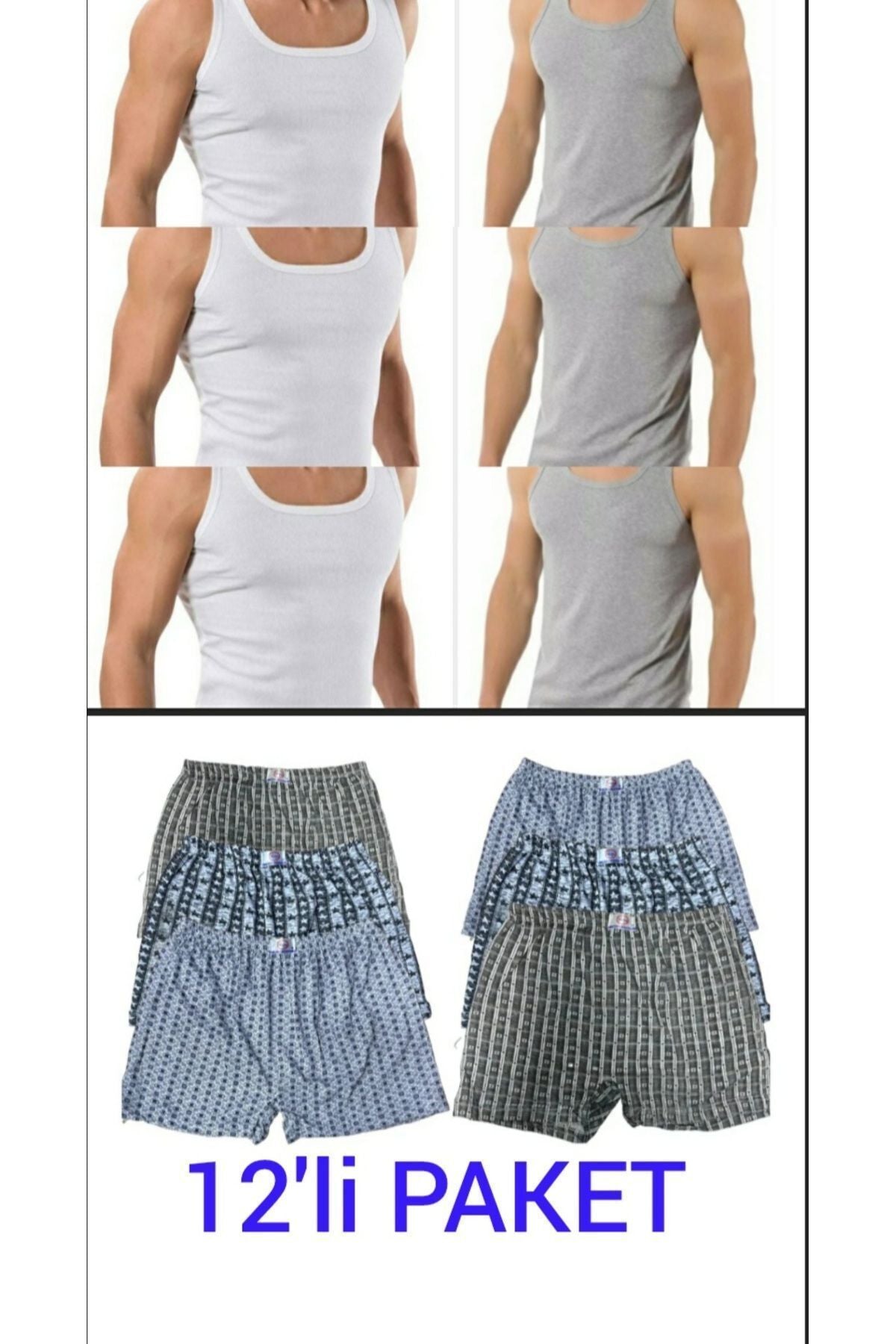 12-pack men's undershirt and boxer shorts set