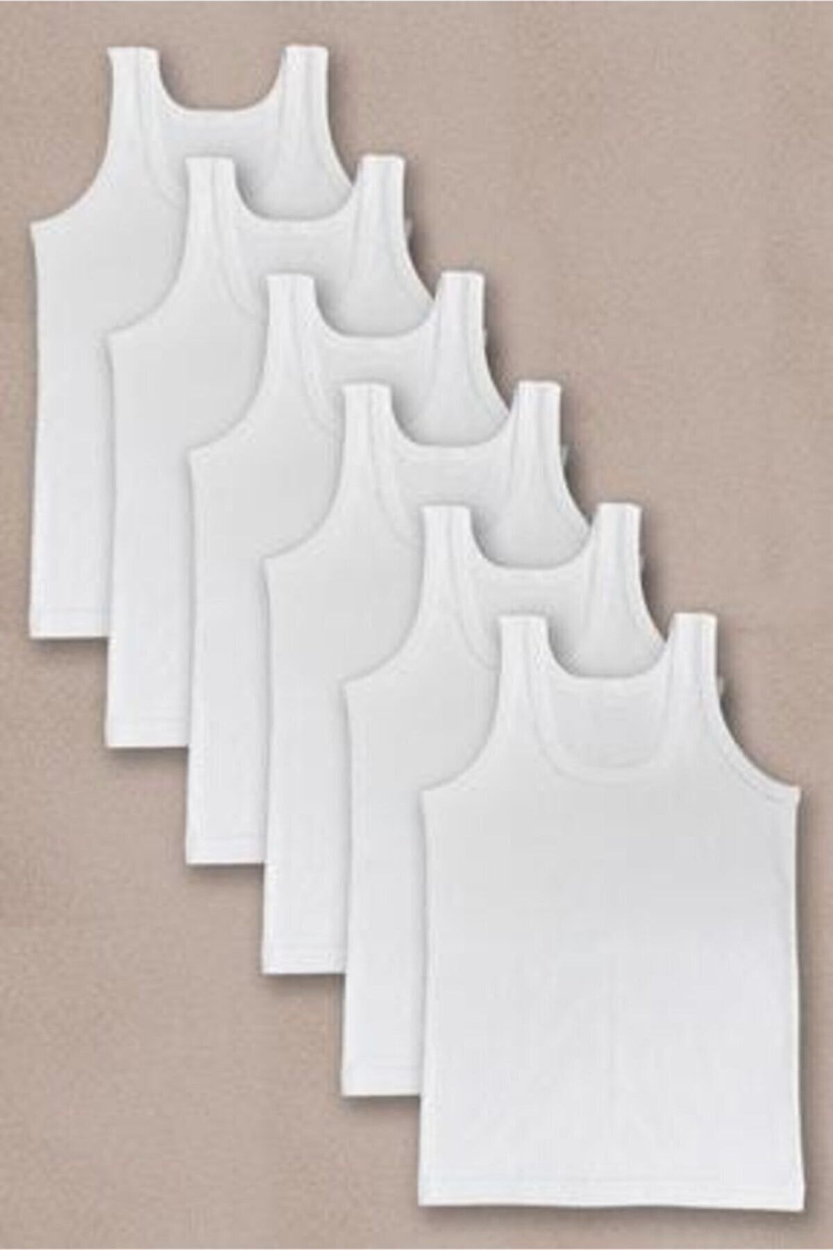 Boy White Combed Cotton Undershirt 6 Pieces