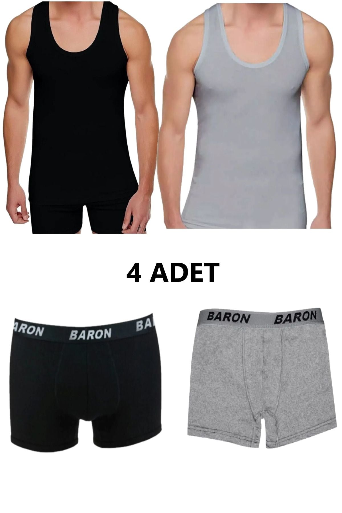 4-Piece Economic 2 Undershirt 2 Boxer Set