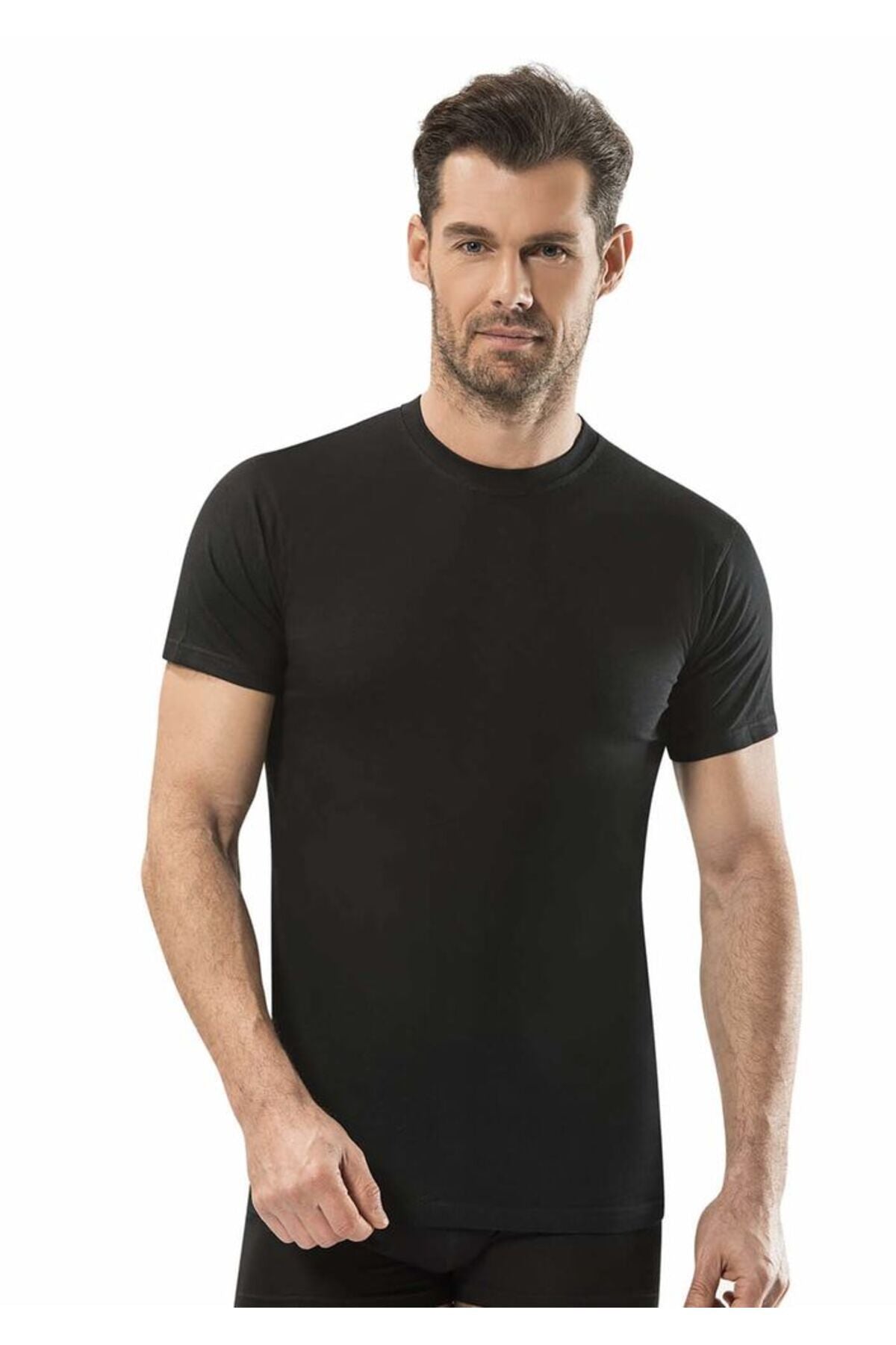 6-Pack Men's Combed Cotton Black Zero Collar Undershirt
