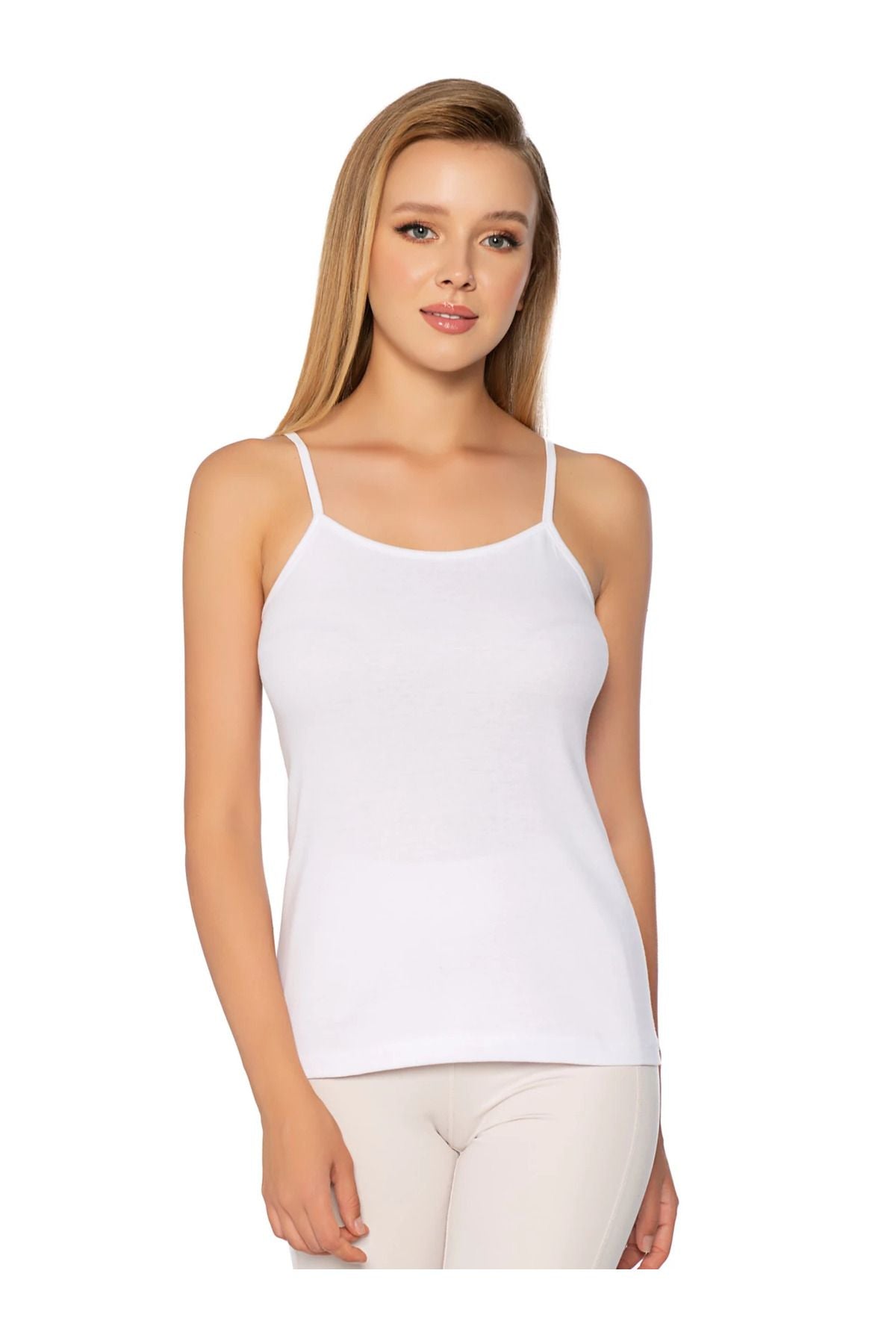 Elite 1 Piece Women's Undershirt with Rope Straps White