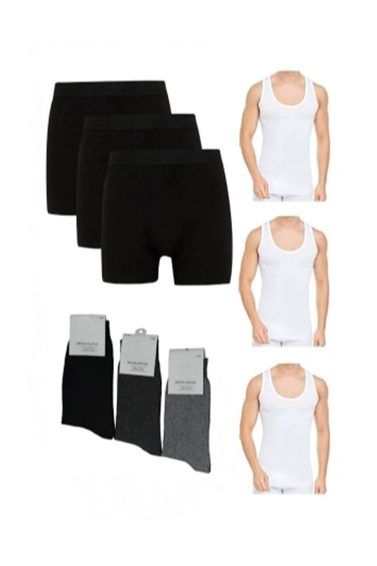 3 Undershirts 3 Boxers 3 Pairs of Socks Gift Total 9 pieces of underwear