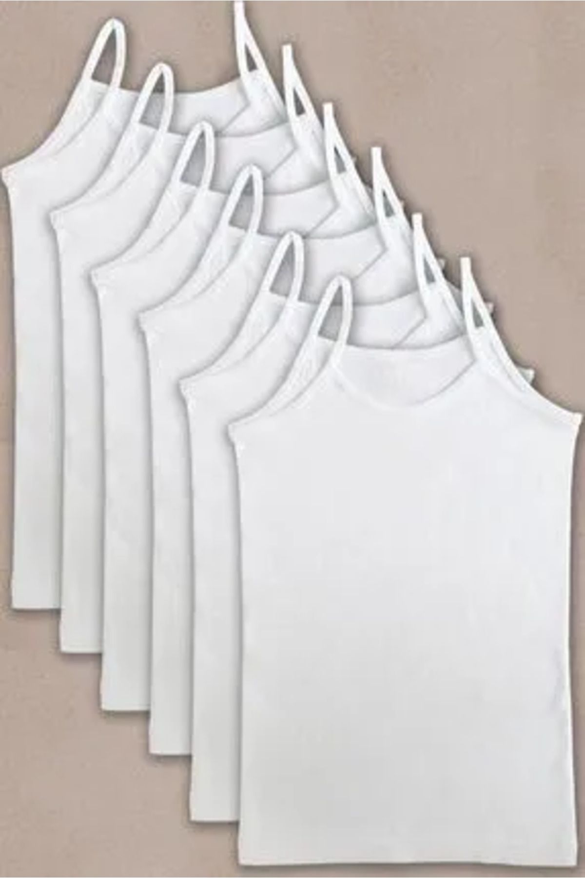 Girl White Combed Cotton Rope Strap Undershirt 6-Piece