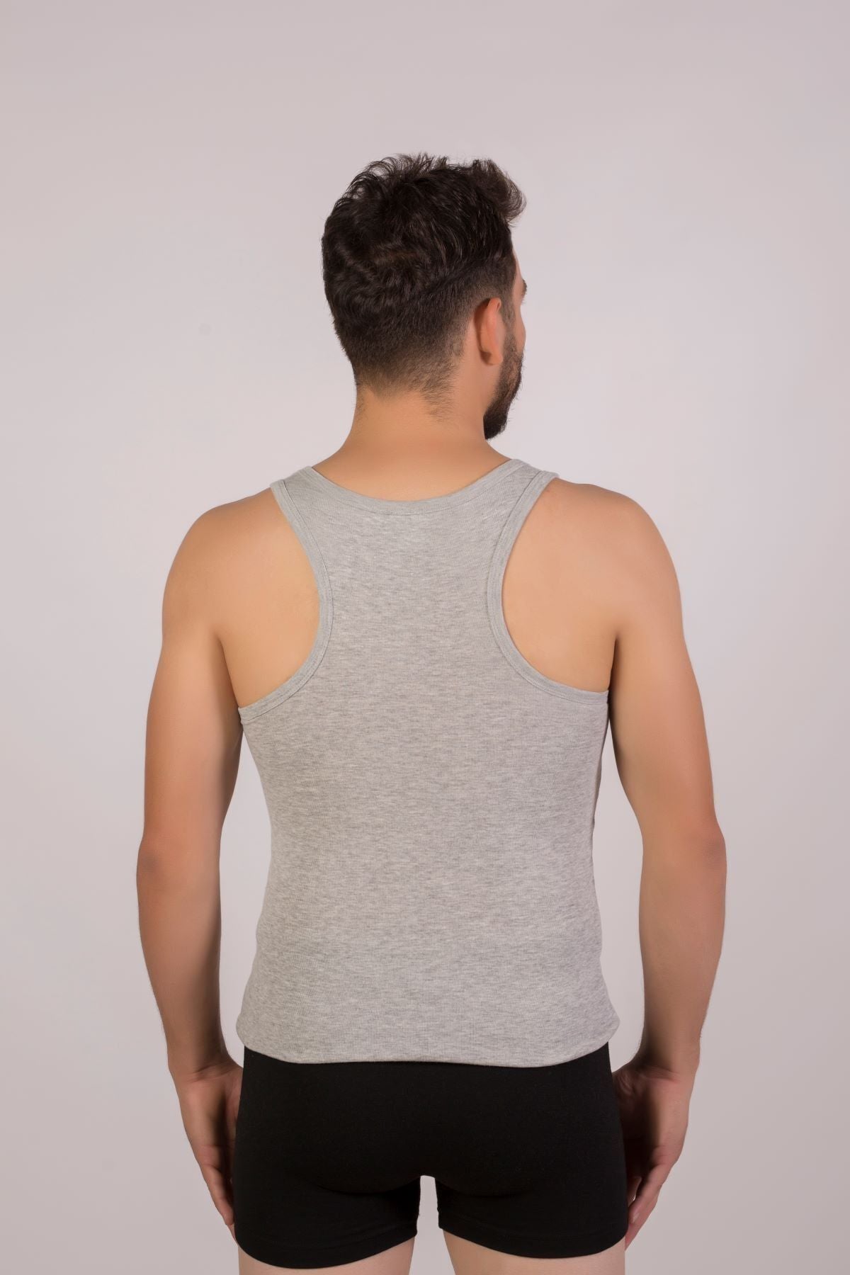 2-Pack 100% Cotton Men's Gray Sports Rib Undershirt
