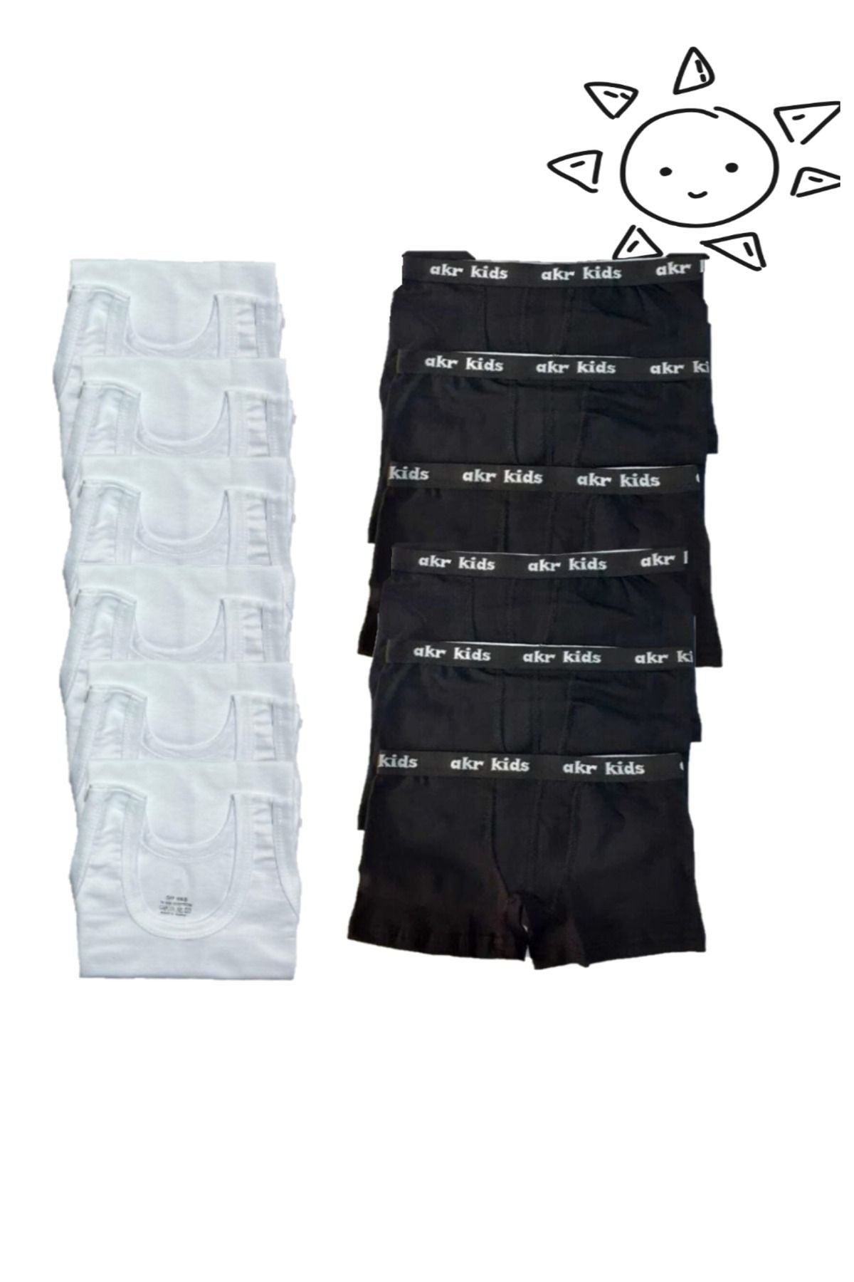 12-Piece Boys' Undershirt Boxer Set 6 Undershirts 6 Boxers