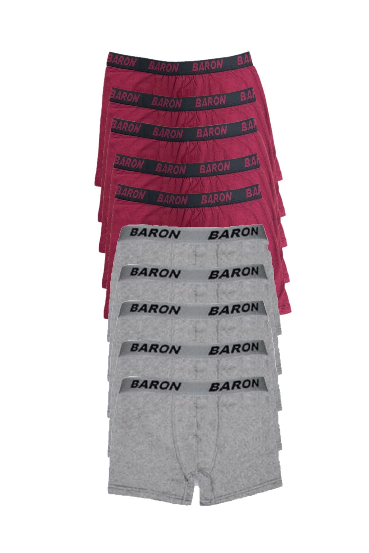 10 Adet Ekonomik Likralı Boxer Short Gri-bordo