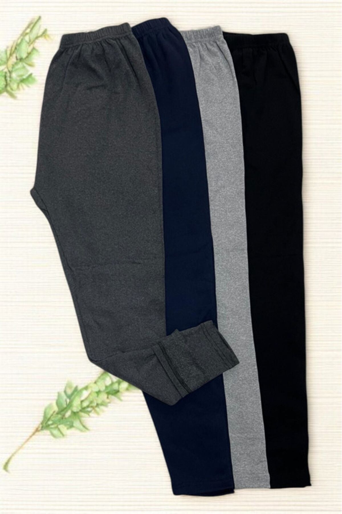 4 Pieces Unisex Anthracite Winter Tights Raised Comfortable Soft Netted Thick Underwear Tights