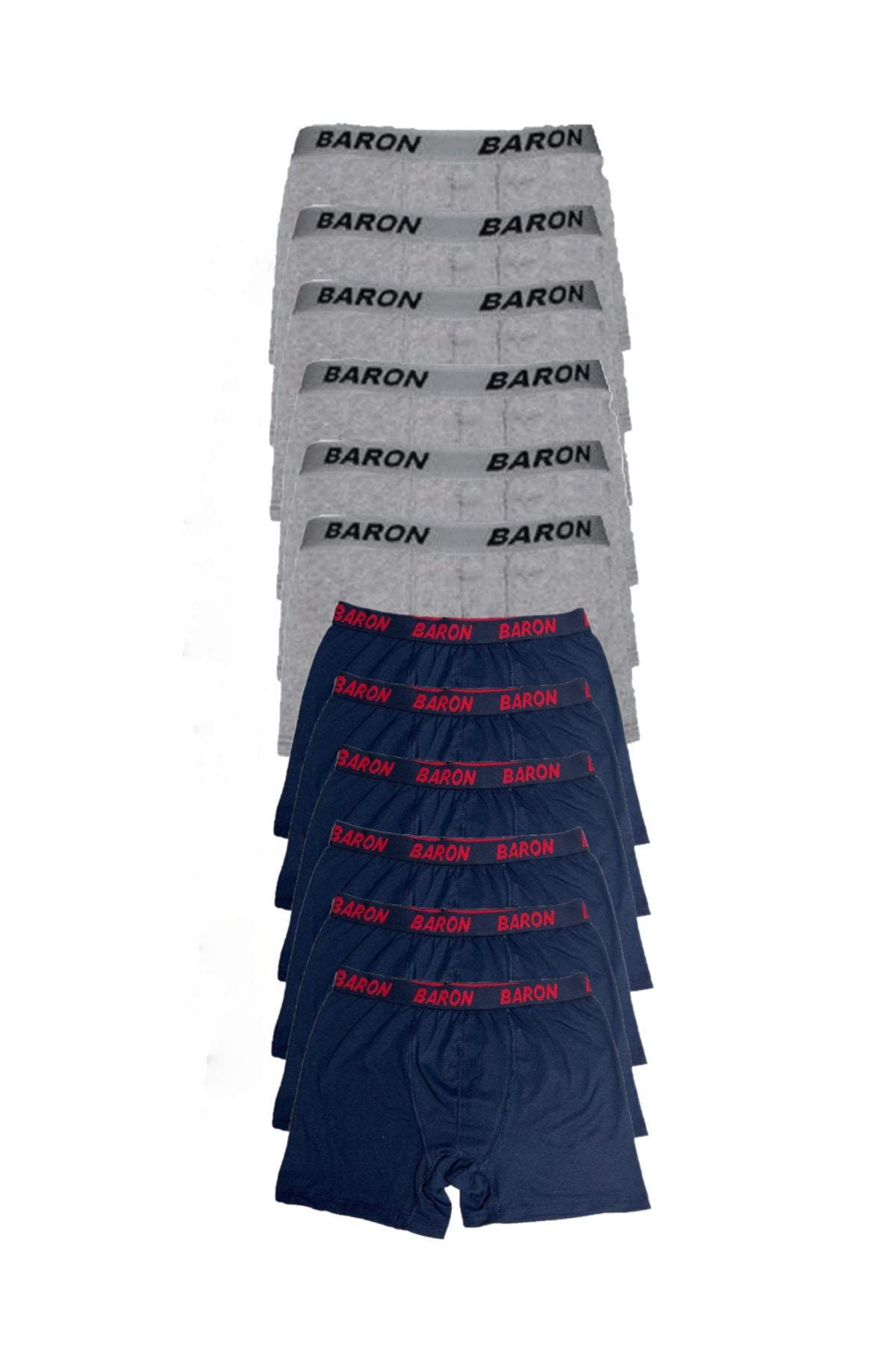 12 Adet Ekonomik Likralı Boxer Short Gri-lacivert