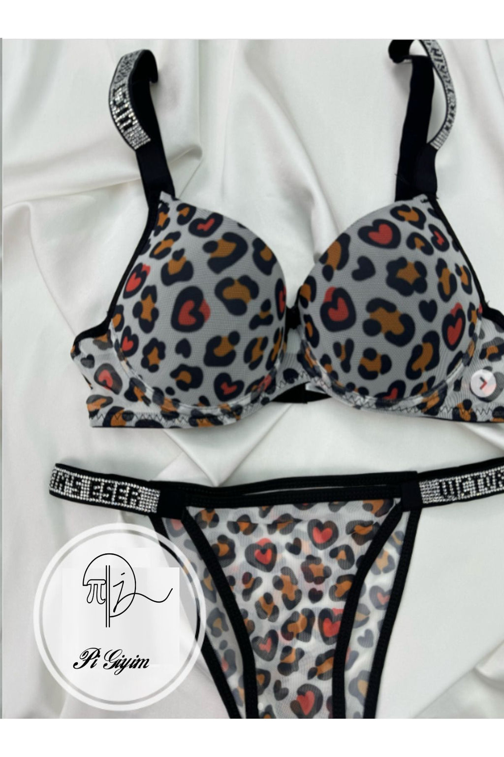 Stone Patterned Bra Set