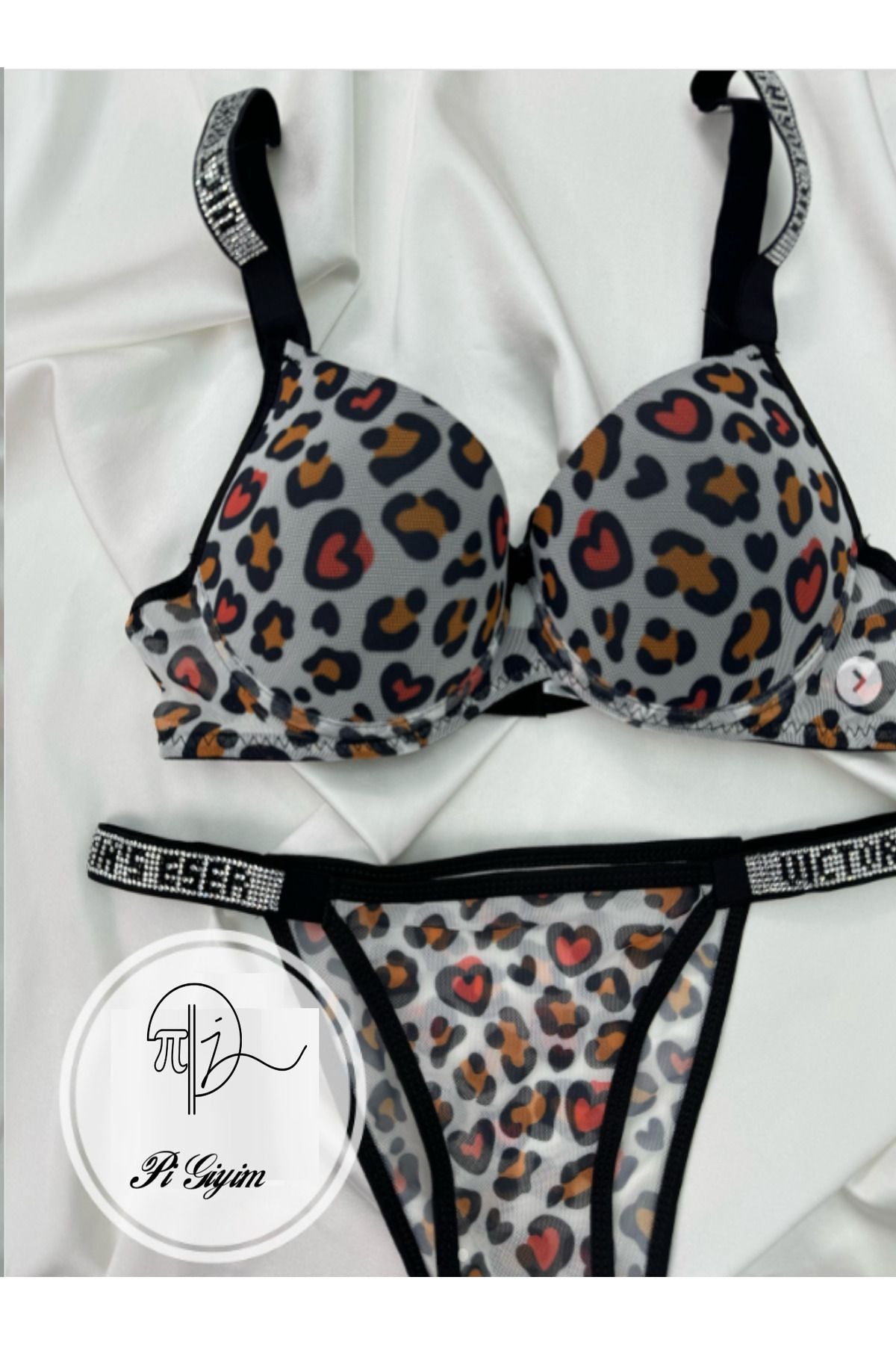 Stone Patterned Bra Set