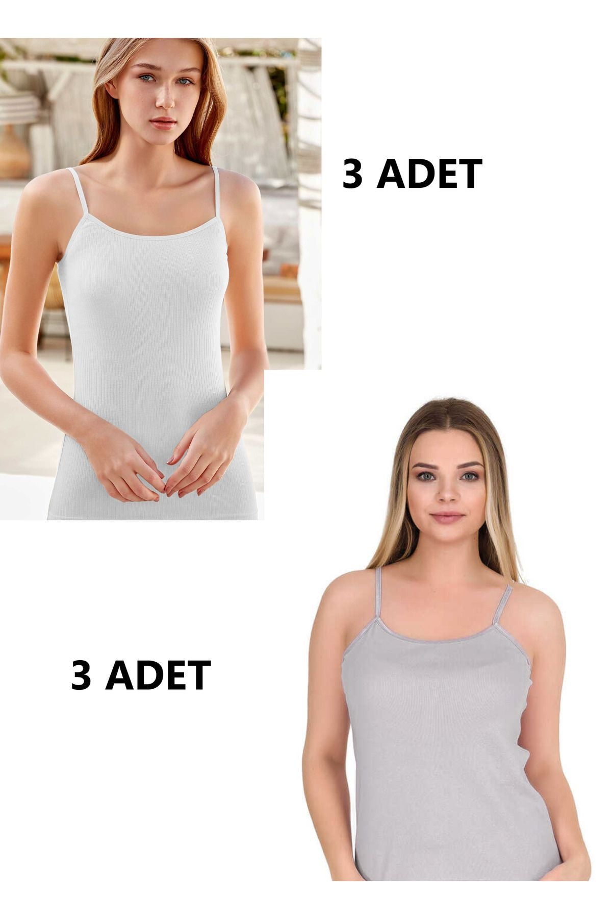 Women's Rope Suspender Combed Cotton Undershirt 6 Pack Gray - White Graywhite