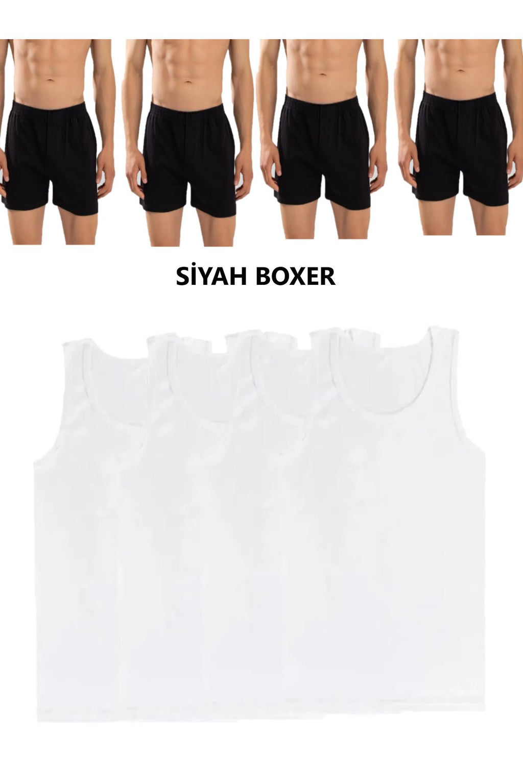 8-Pack Men's Combed Cotton Towel Waist Boxer and Undershirt (4 Undershirts 4 boxers)