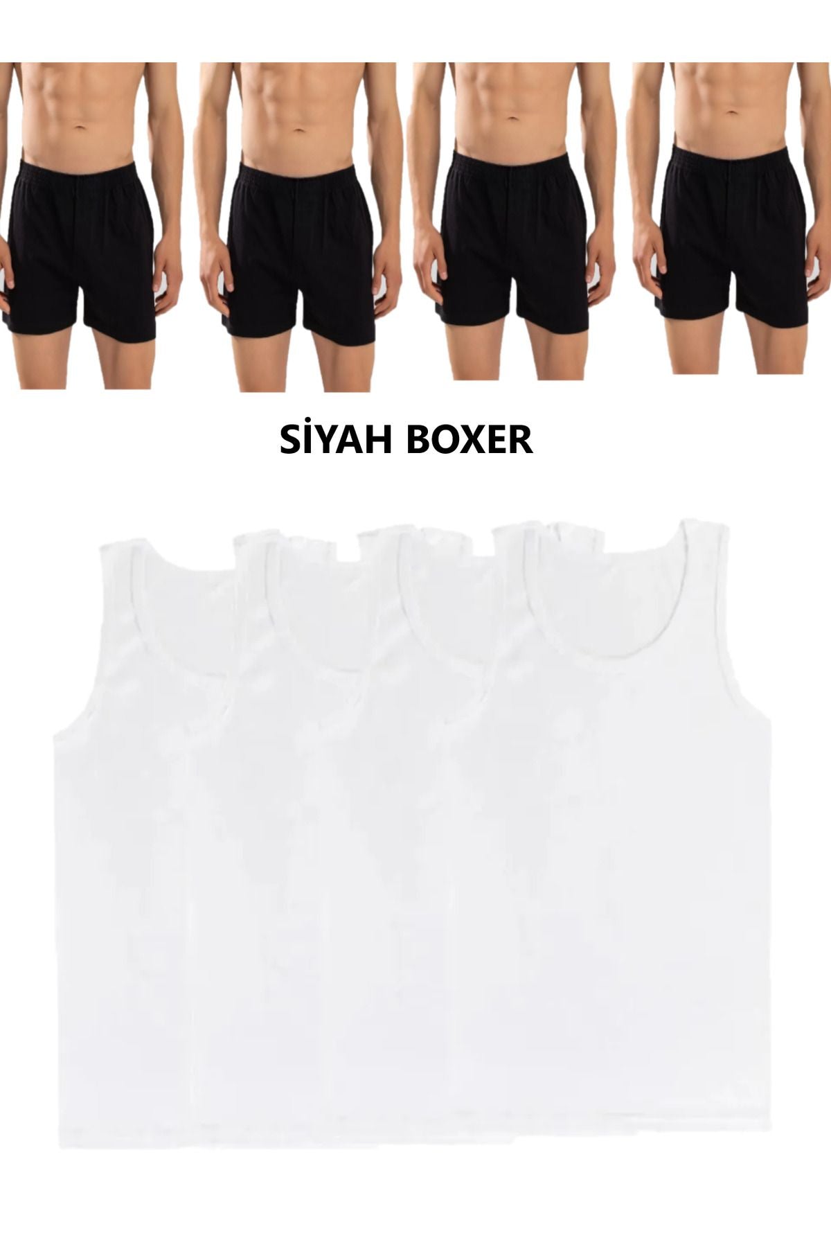 8-Pack Men's Combed Cotton Towel Waist Boxer and Undershirt (4 Undershirts 4 boxers)
