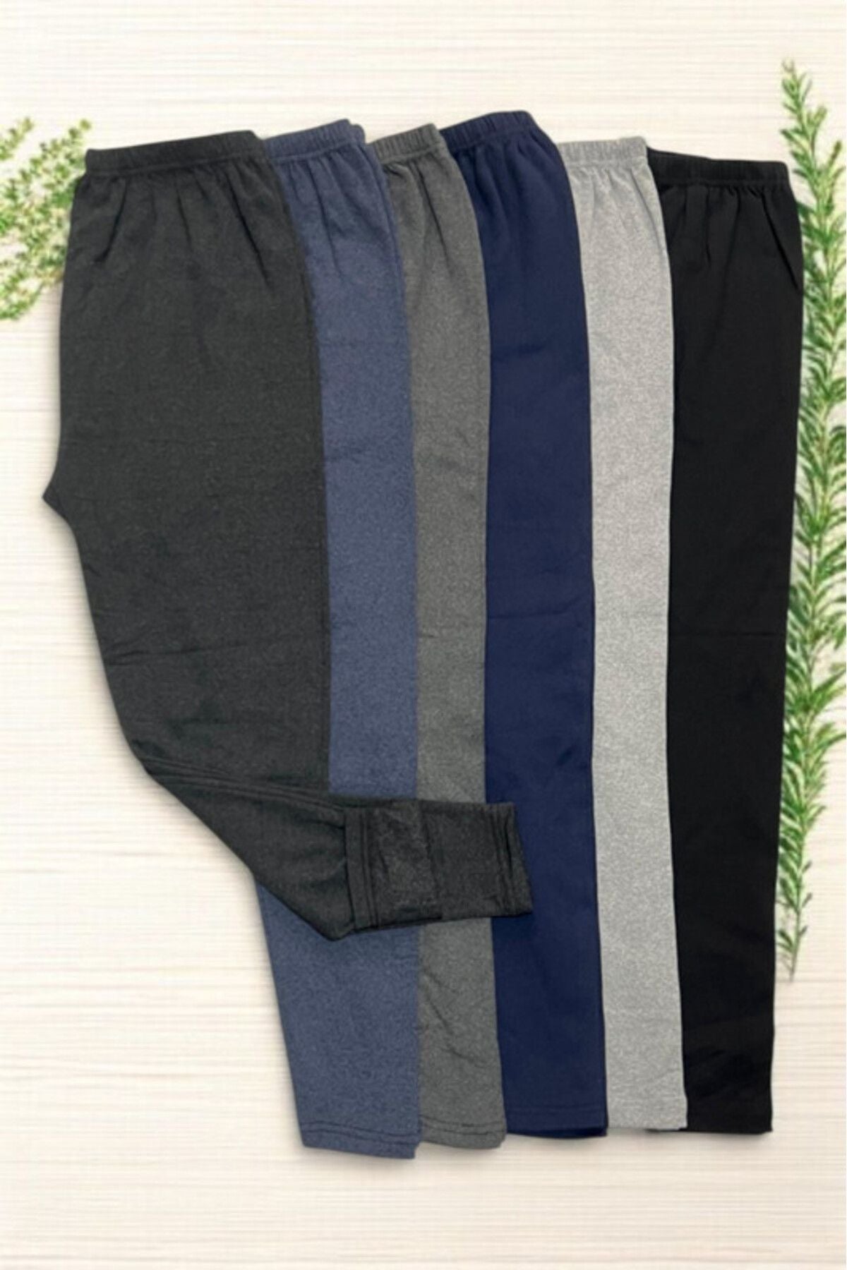 6 Pieces Unisex Anthracite Winter Tights Raised Comfortable Soft Netted Thick Underwear Tights