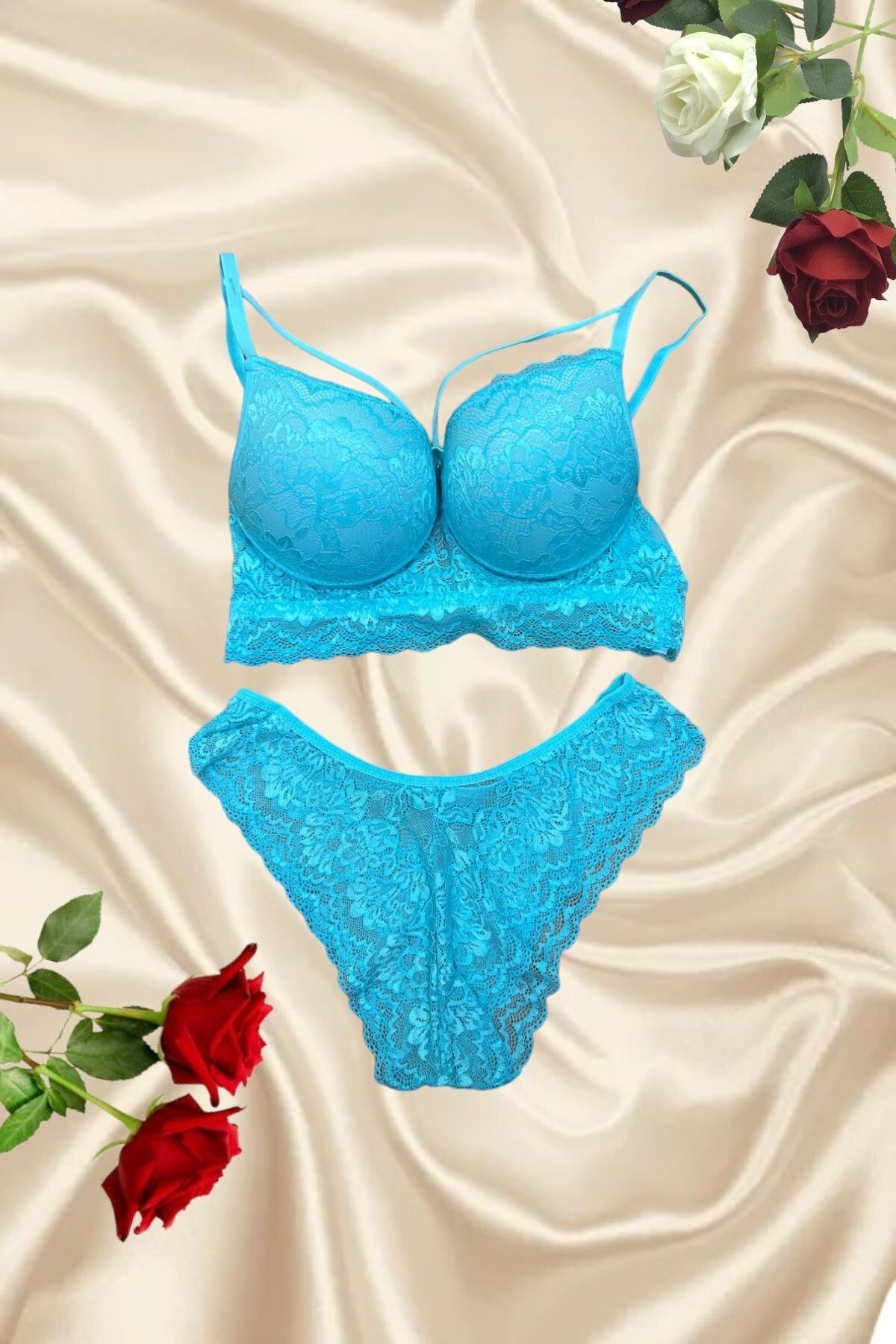 Lace String Support Bra Set