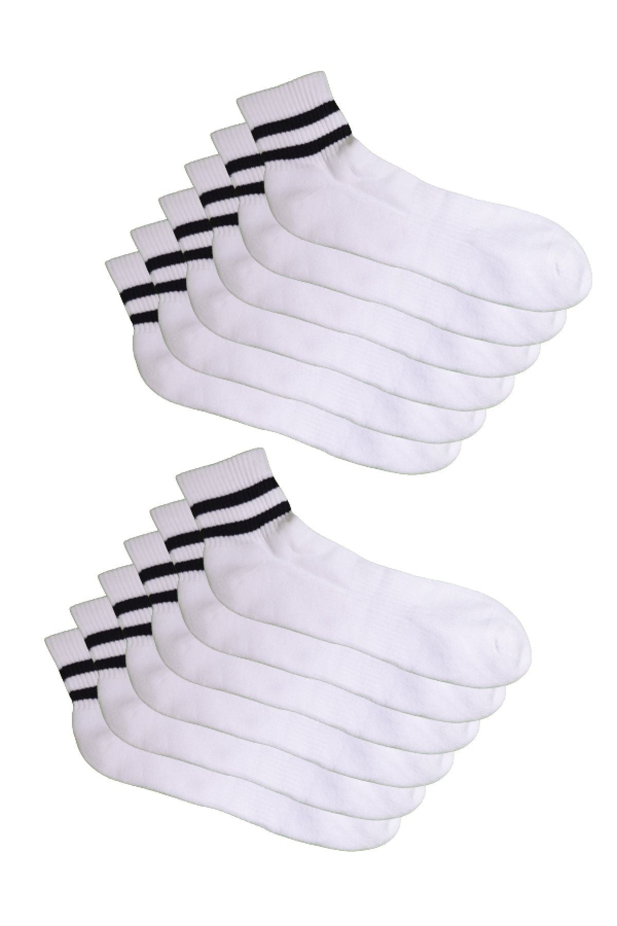 Men's College Black Striped Socks 12 Pack