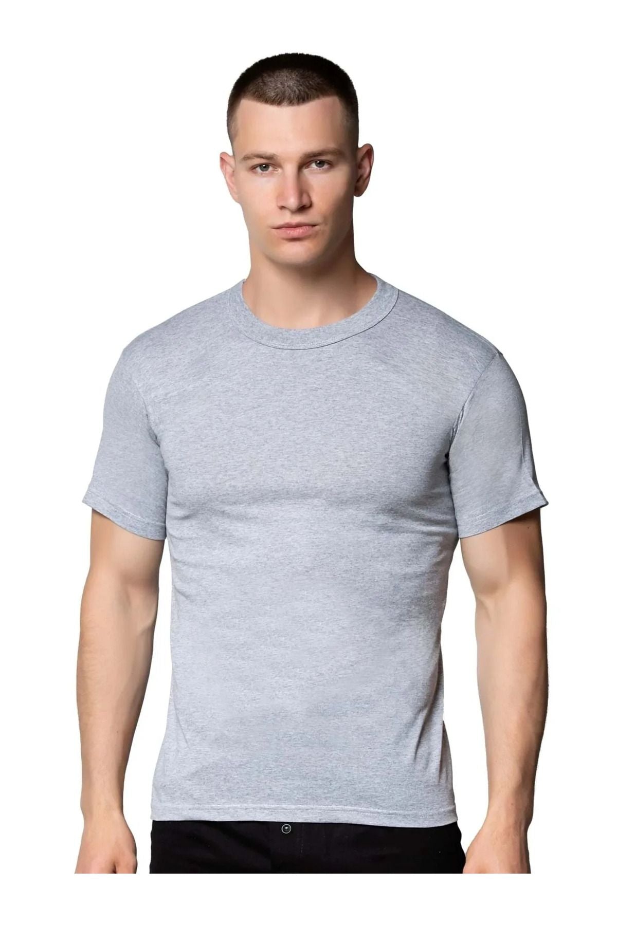 6-Pack Men's Combed Gray Zero Collar Undershirt