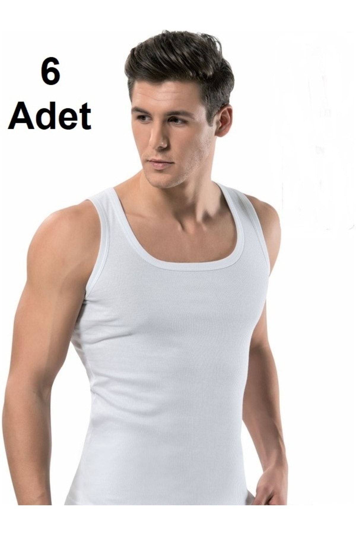 6 Pieces M Size White Men's Undershirt 120-038