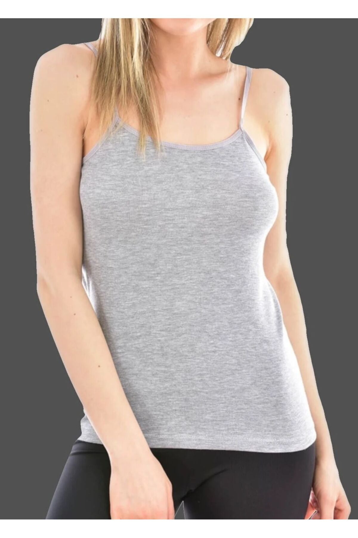 Women's Gray 6-Pack Cotton Combed Cotton Rope Suspender Undershirt Gray