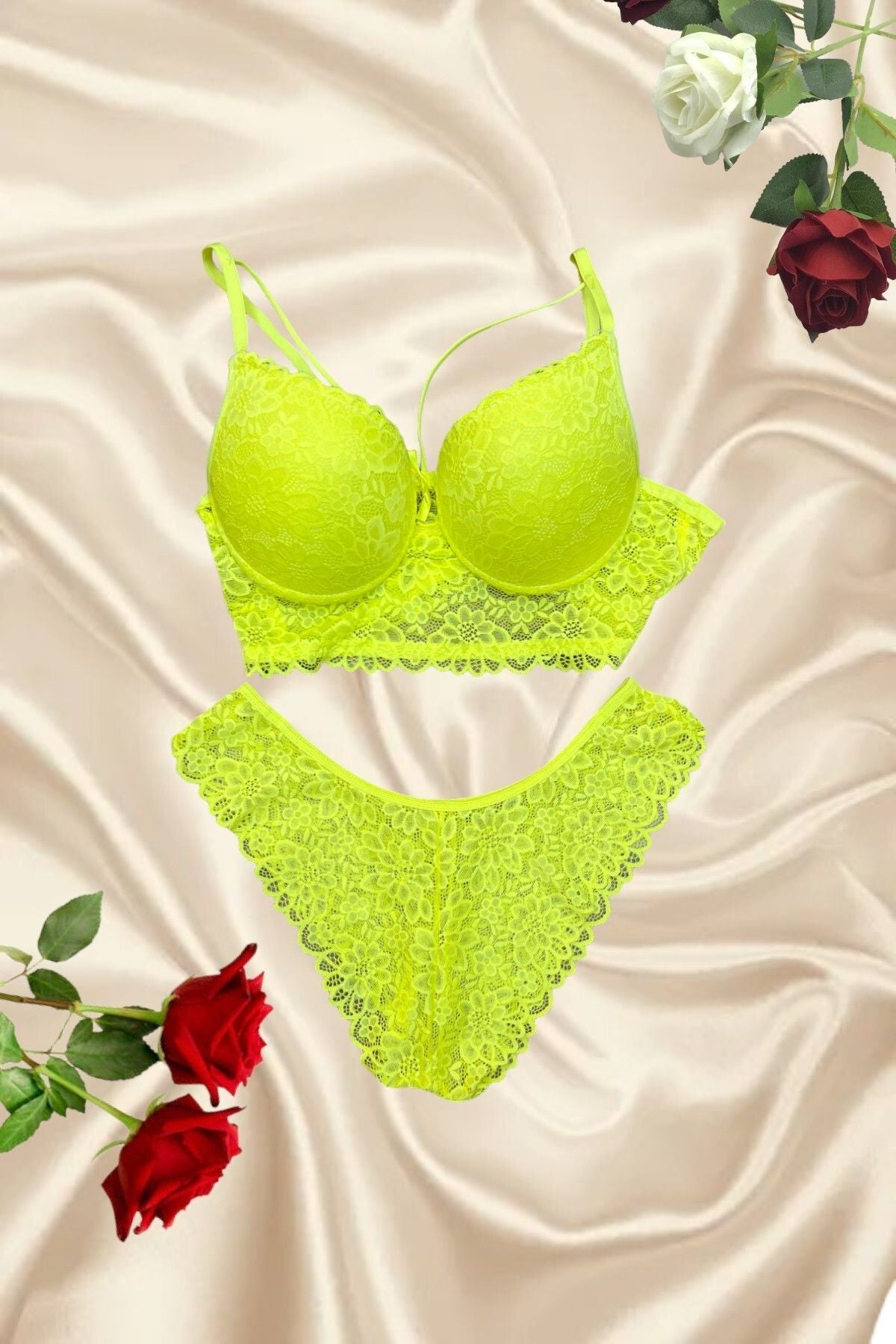 Lace String Support Bra Set