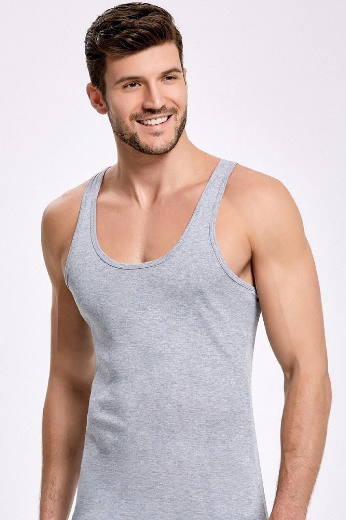 Gray Men's Combed Cotton Undershirt 6 Pack 100% Cotton