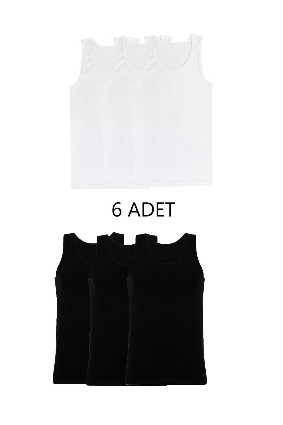 6-Piece Mixed Color Men's Undershirt Set White-Black