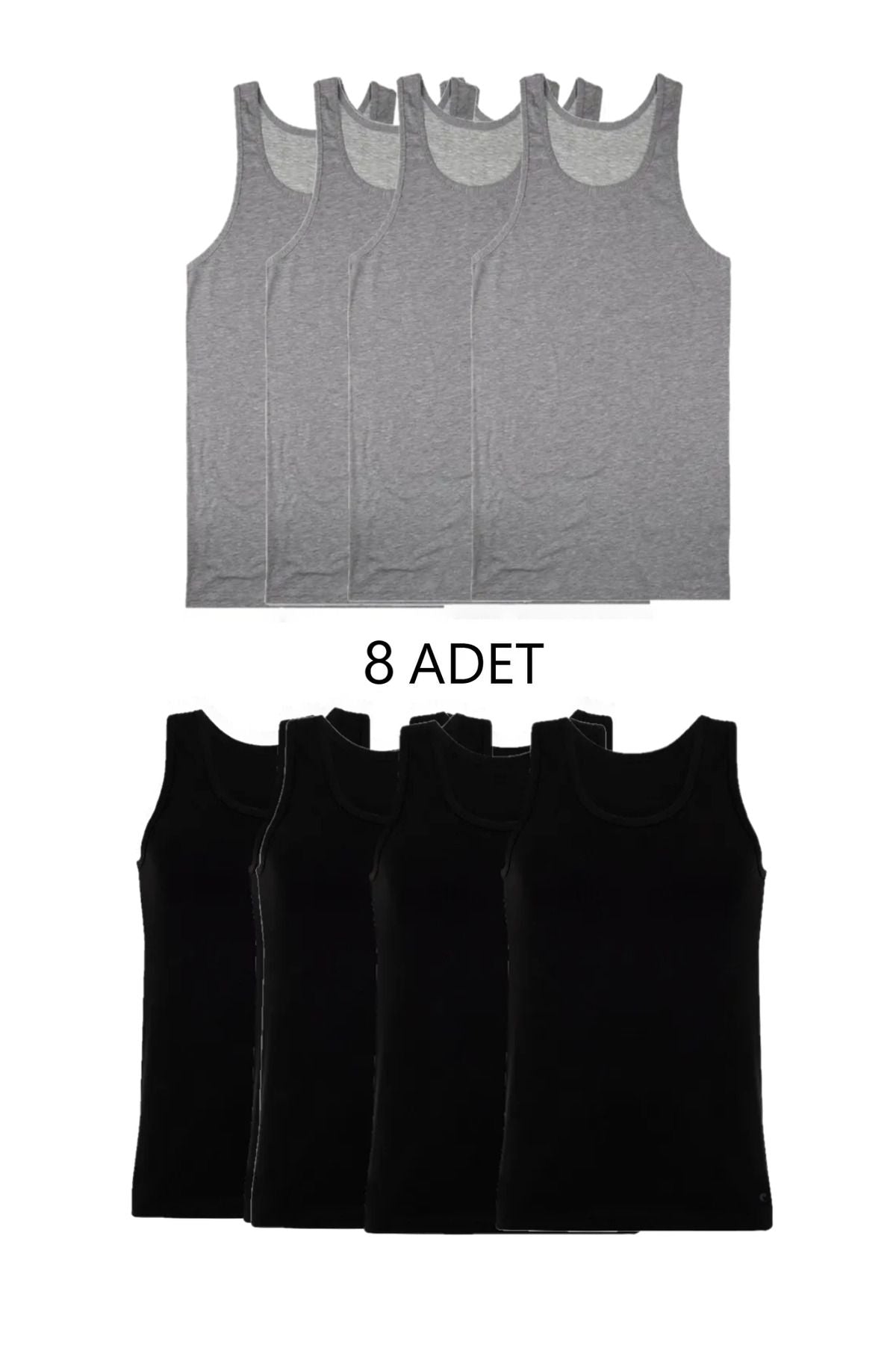 8-Piece Mixed Color Men's Undershirt Set Gray-Black