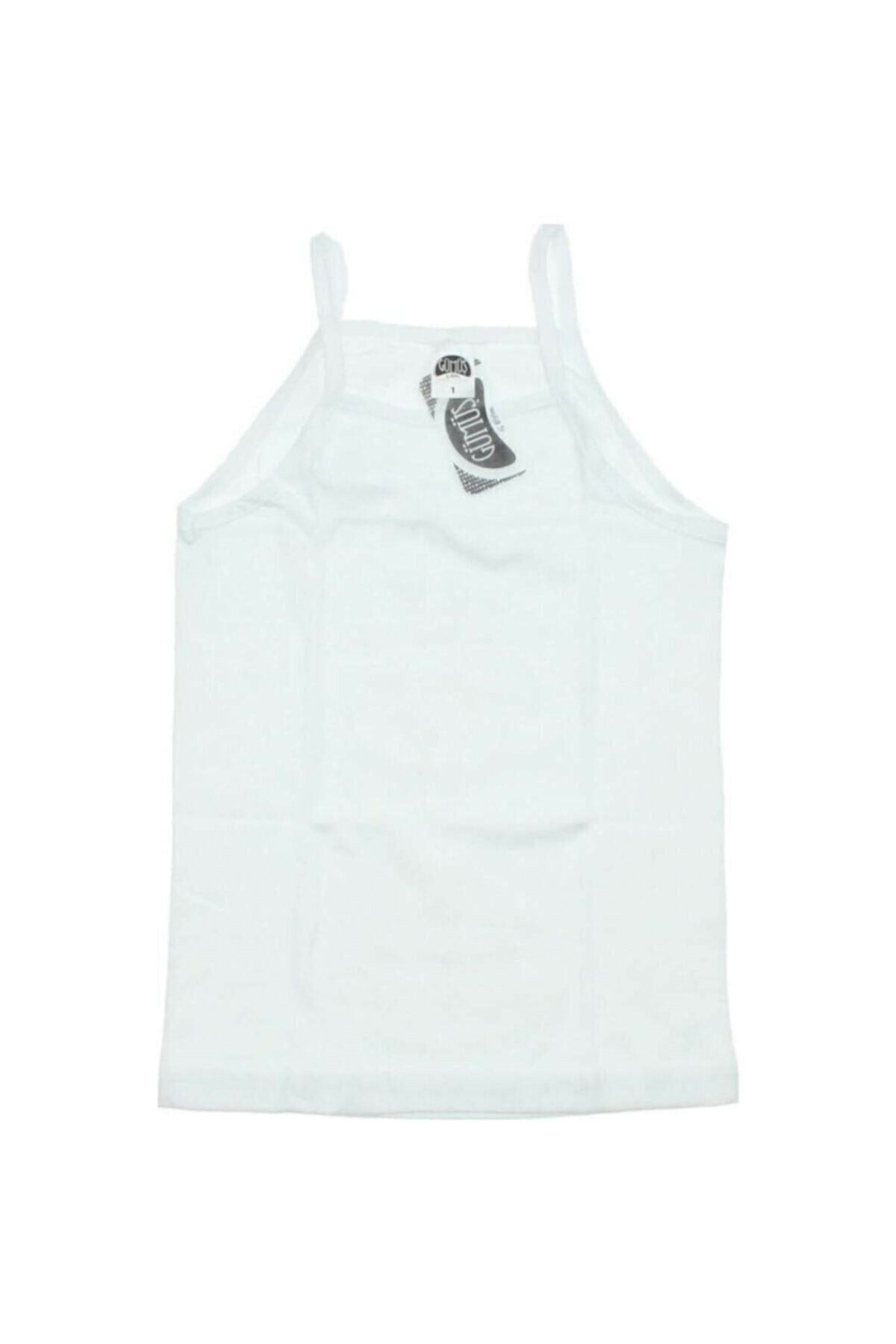 Girl White Combed Cotton Rope Strap Undershirt 6 Pieces